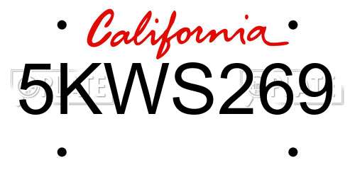 5KWS269 California License Plate