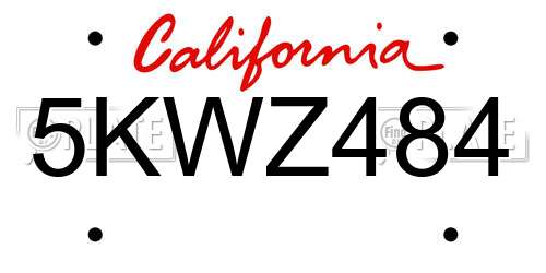 5KWZ484 California License Plate