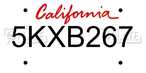 5KXB267 California License Plate