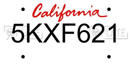 5KXF621 California License Plate