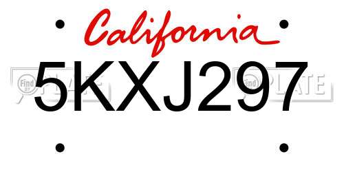 5KXJ297 California License Plate