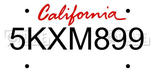 5KXM899 California License Plate