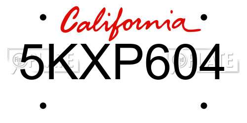 5KXP604 California License Plate