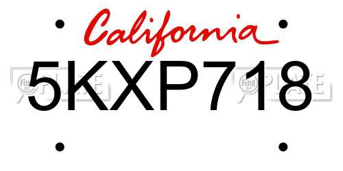 5KXP718 California License Plate