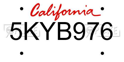 5KYB976 California License Plate