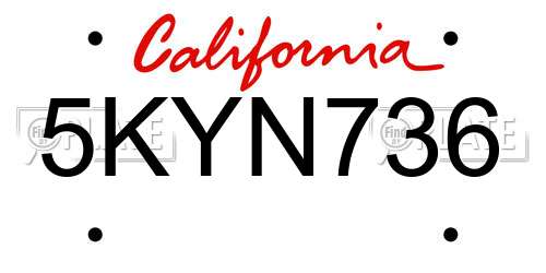 5KYN736 California License Plate