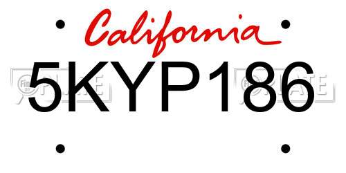 5KYP186 California License Plate