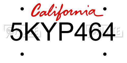 5KYP464 California License Plate