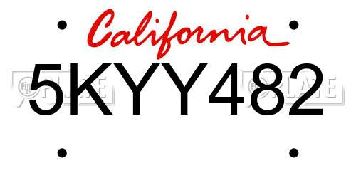 5KYY482 California License Plate