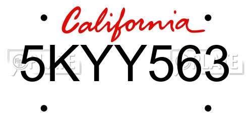 5KYY563 California License Plate