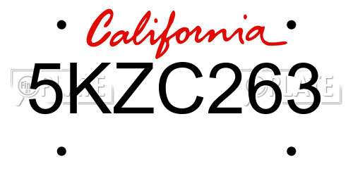 5KZC263 California License Plate