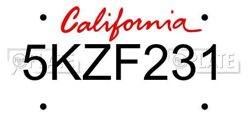 5KZF231 California License Plate