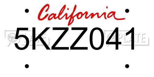 5KZZ041 California License Plate
