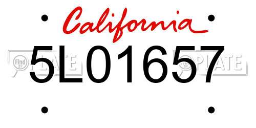 5L01657 California License Plate