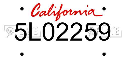 5L02259 California License Plate