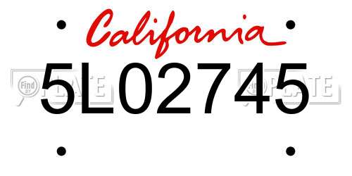 5L02745 California License Plate