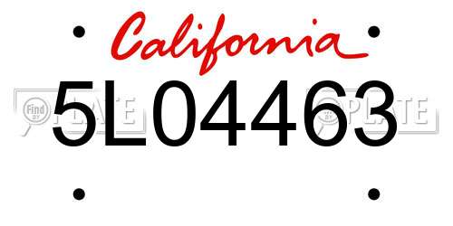 5L04463 California License Plate