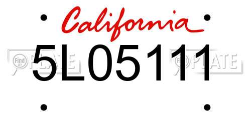 5L05111 California License Plate