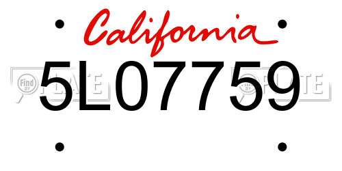 5L07759 California License Plate