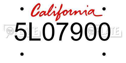 5L07900 California License Plate