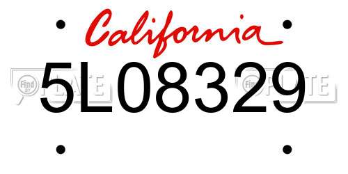 5L08329 California License Plate