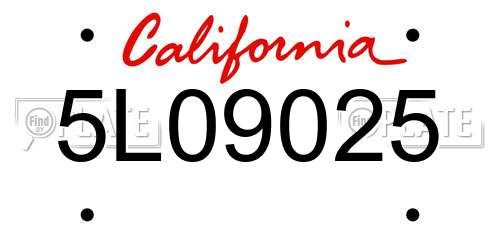 5L09025 California License Plate