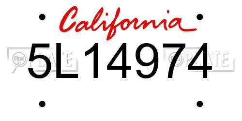 5L14974 California License Plate