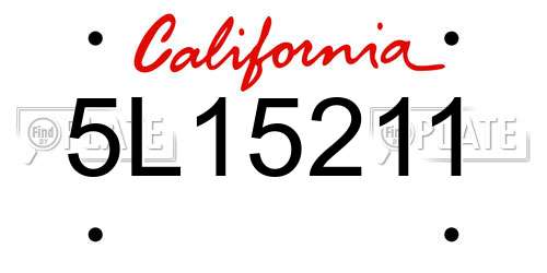 5L15211 California License Plate