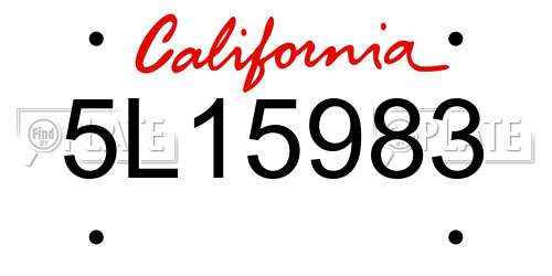5L15983 California License Plate