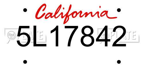 5L17842 California License Plate