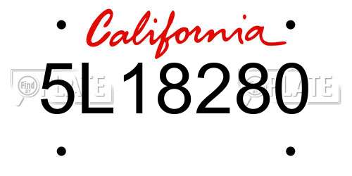 5L18280 California License Plate