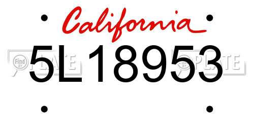 5L18953 California License Plate