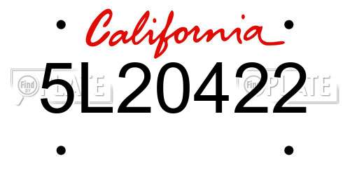 5L20422 California License Plate