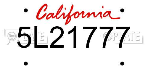 5L21777 California License Plate