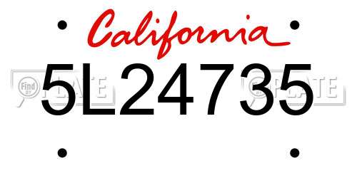 5L24735 California License Plate