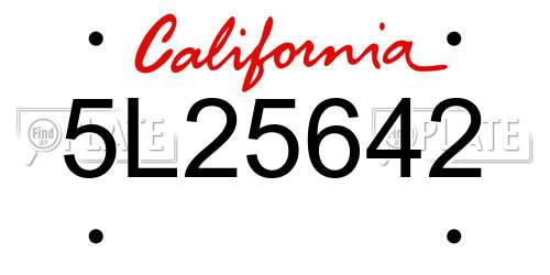 5L25642 California License Plate