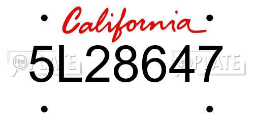 5L28647 California License Plate