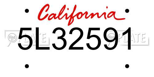 5L32591 California License Plate