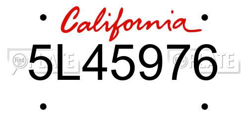 5L45976 California License Plate