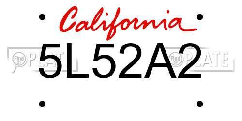5L52A2 California License Plate