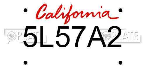 5L57A2 California License Plate