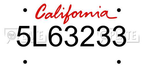 5L63233 California License Plate