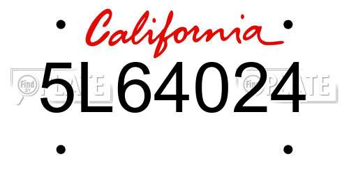 5L64024 California License Plate