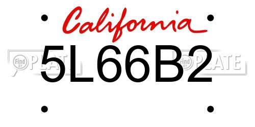 5L66B2 California License Plate