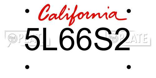 5L66S2 California License Plate