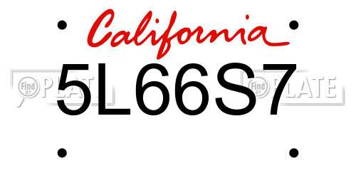 5L66S7 California License Plate