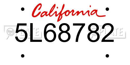 5L68782 California License Plate