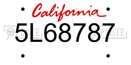 5L68787 California License Plate
