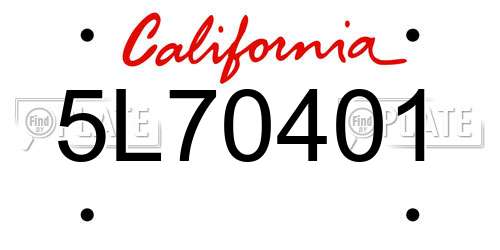 5L70401 California License Plate
