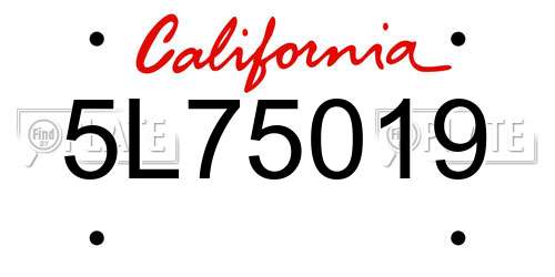 5L75019 California License Plate